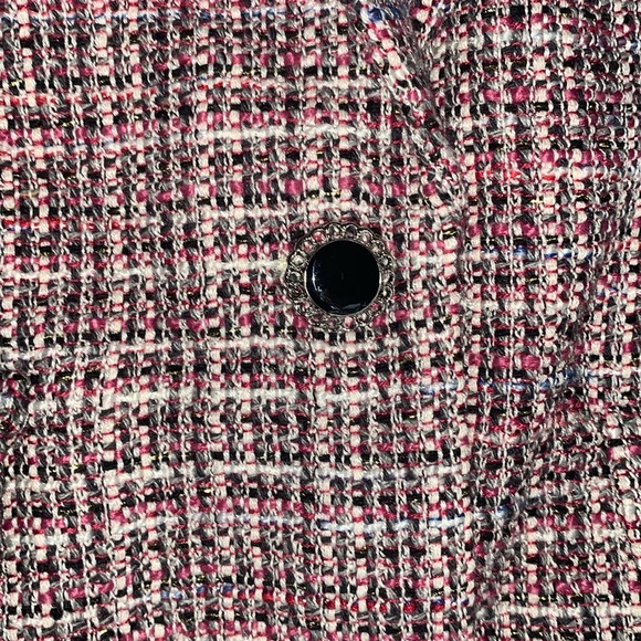 NWT Avec Les Filles Pink/White/Black Plaid Tweed Blazer SZ XL W 4 Pockets - Picture 6 of 11